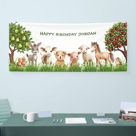 子供の誕生日パーティー飼育動物for少年 横断幕 (トレードショー)