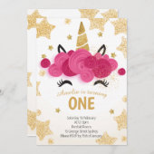 子供の誕生日パーティー魔法ユニコーン招待状 招待状 (正面/裏面)