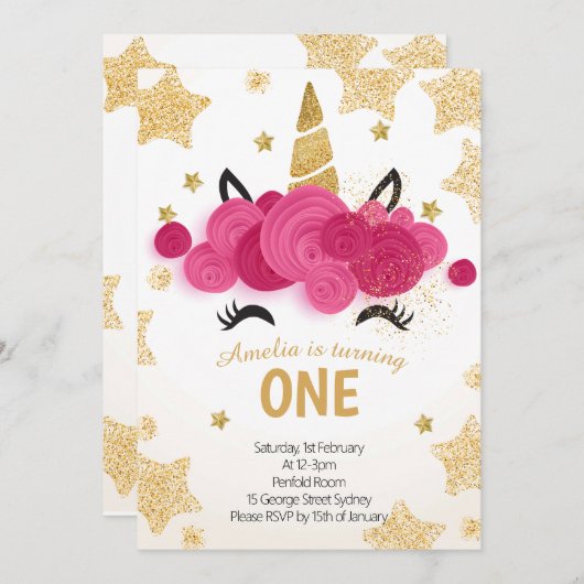 子供の誕生日パーティー魔法ユニコーン招待状 招待状