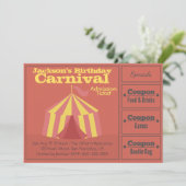 子供の誕生日パーティー:カーニバル受付チケット 招待状 (スタンド正面)