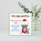 子供の誕生日パーティー-グムボール招待状- 招待状 (スタンド正面)