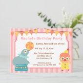 子供の誕生日パーティー - サーカスのピエロとアシカ 招待状 (スタンド正面)