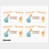 子供の誕生日パーティー – サーカスピエロ&シーライオン 長方形シール (シート)