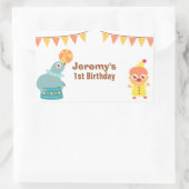 子供の誕生日パーティー – サーカスピエロ&シーライオン 長方形シール (バッグ)