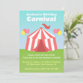 子供の誕生日パーティー-ハッピーバックヤードカーニバル 招待状 (スタンド正面)