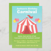 子供の誕生日パーティー-ハッピーバックヤードカーニバル 招待状 (正面/裏面)