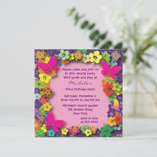 子供の誕生日パーティー:マイ·シークレット·ガーデン 招待状 (スタンド正面)