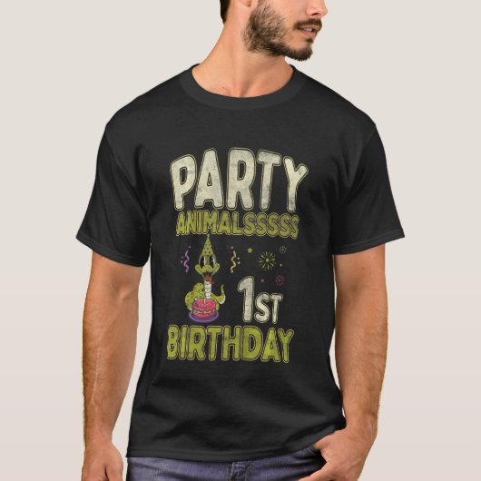 子供の誕生日パーティー 動物 1歳の誕生日 ヘビ ピトン ボア Tシャツ (正面)