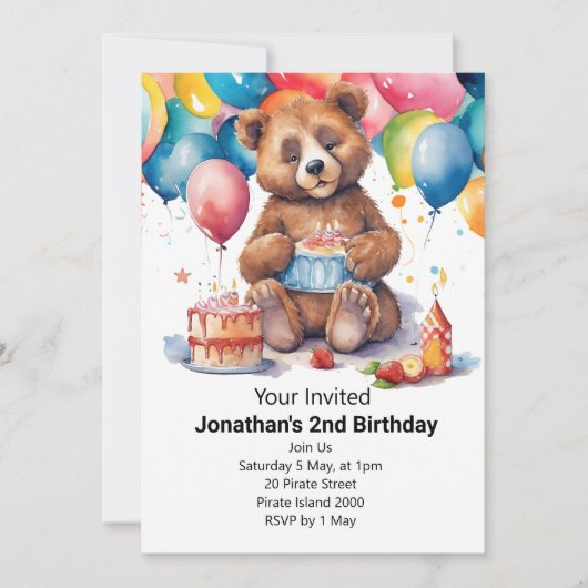 子供の誕生日パーティー 招待状 (正面)