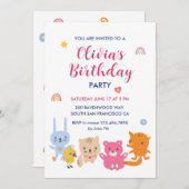 子供の誕生日パーティー 招待状 (正面/裏面)