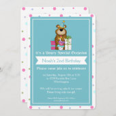 子供の誕生日パーティーTeddy Bear d1 招待状 (正面/裏面)