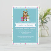 子供の誕生日パーティーTeddy Bear d1 招待状 (スタンド正面)