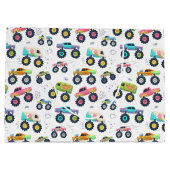 子供の誕生日ビッグホイールカーとトラック ラージペーパーバッグ (裏面)