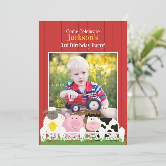 子供の誕生日フォトファームフラット招待状 招待状 (スタンド正面)