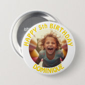 子供の誕生日フォトボタン（名前と年齢） 缶バッジ (正面&裏面)