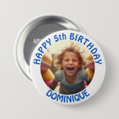 子供の誕生日フォトボタン（名前と年齢） 缶バッジ (正面&裏面)