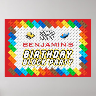子供の誕生日ブリックパーティーブロックパーティー構築おもちゃ ポスター