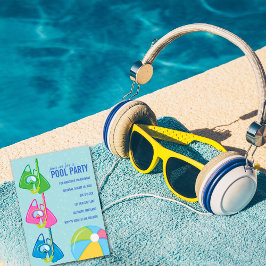 子供の誕生日プールパーティの招待状 招待状