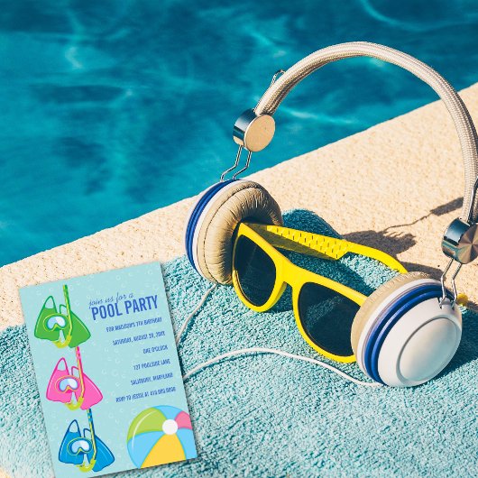 子供の誕生日プールパーティの招待状 招待状