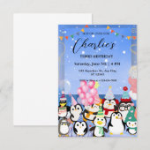 子供の誕生日ペンギン招待状 招待状 (正面/裏面)