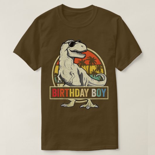 子供の誕生日ボーイディノTレックス恐竜ボーイズマッチン Tシャツ (デザイン正面)