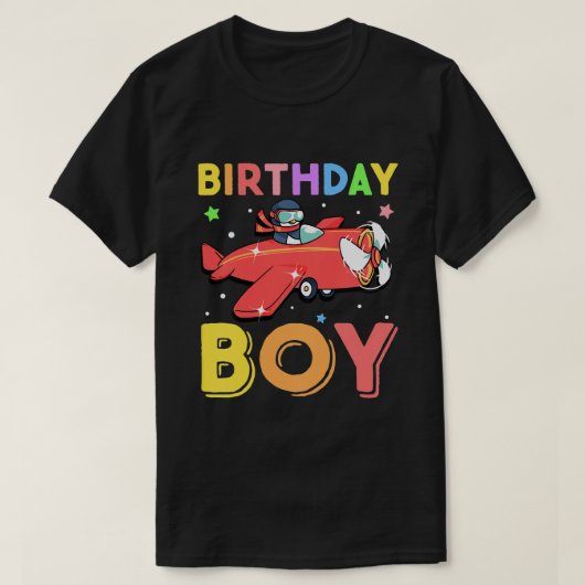子供の誕生日ボーイパイロットペンギン飛行機誕生日 Tシャツ (デザイン正面)