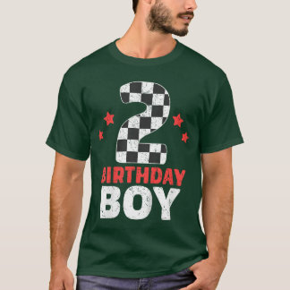 子供の誕生日ボーイ2 2レース国旗2歳R Tシャツ