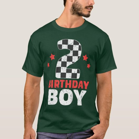 子供の誕生日ボーイ2 2レース国旗2歳R Tシャツ (正面)