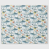 子供の誕生日モダンリトルシャーク ラッピングペーパー (フラット)