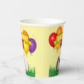 子供の誕生日モルモット風船イエローバナー 紙コップ (右)