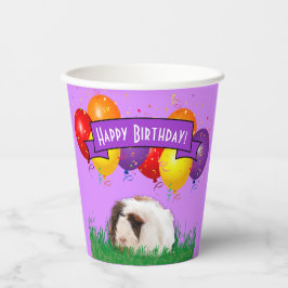 子供の誕生日モルモット風船パープルバナー 紙コップ