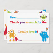 子供の誕生日モンスターはサンキューカードを記入します サンキューカード (正面/裏面)