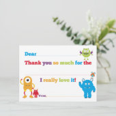 子供の誕生日モンスターはサンキューカードを記入します サンキューカード (スタンド正面)