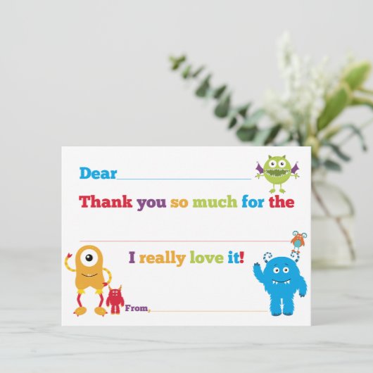 子供の誕生日モンスターはサンキューカードを記入します サンキューカード (スタンド正面)