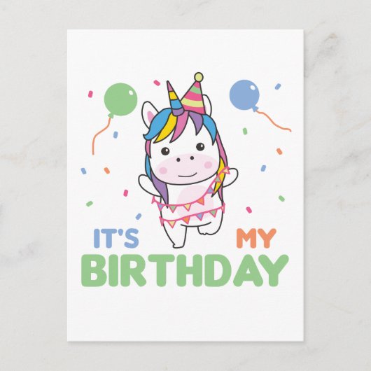 子供の誕生日ユニコーン 子供の誕生日 ポストカード (正面)