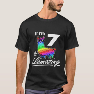 子供の誕生日ラマリンアメージング7thレインボーセブン tシャツ