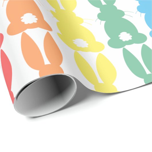 子供の誕生日レインボーバニーパタパーソナライズされたーン ラッピングペーパー (ロールコーナー)