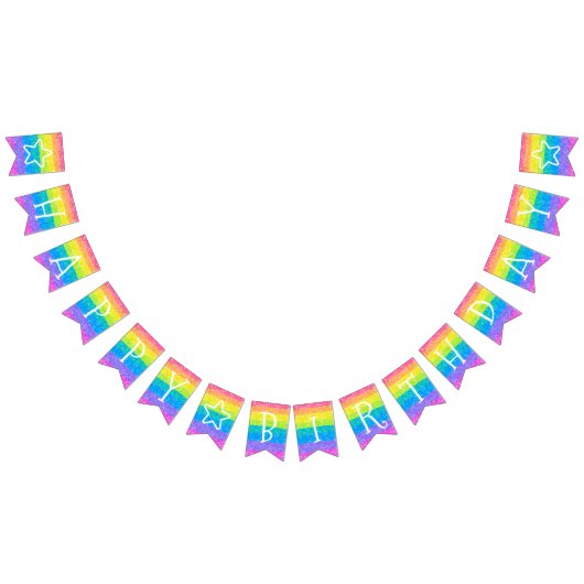 子供の誕生日レインボーパーティーバナー バンティングフラッグ (全)