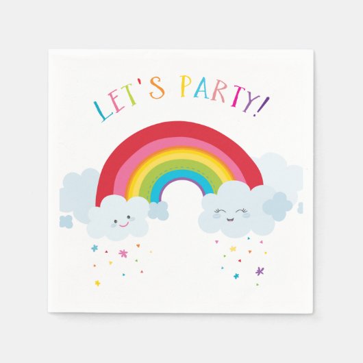 子供の誕生日レッズパーティーの明るい色の虹 スタンダードカクテルナプキン (正面)
