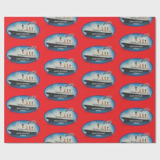 子供の誕生日レッドタパーソナライズされたイタニックラッピングパ ラッピングペーパー (フラット)