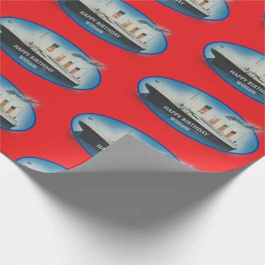 子供の誕生日レッドタパーソナライズされたイタニックラッピングパ ラッピングペーパー (角)