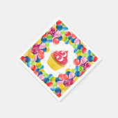 子供の誕生日任意の年齢カップケーキバルーンパーティー スタンダードカクテルナプキン (角)