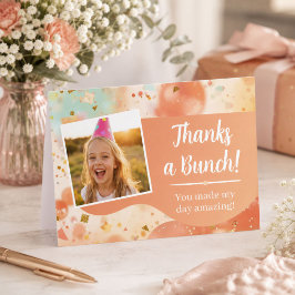 子供の誕生日写真ありがとうパステルコンフェッティ サンキューカード
