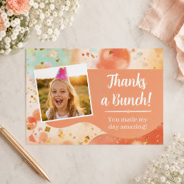 子供の誕生日写真ありがとうパステルコンフェッティ サンキューカード
