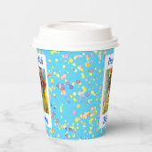 子供の誕生日写真水カラー紙吹雪テーマ 紙コップ (左)