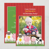 子供の誕生日写真 ファーム フラット インビテーション (正面/裏面)
