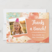 子供の誕生日写真　感謝を込めて パステル色のコンフェッティ サンキューカード (正面)