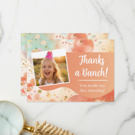 子供の誕生日写真 感謝を込めて パステル色のコンフェッティ サンキューカード