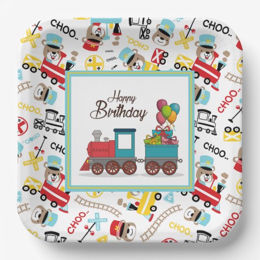 子供の誕生日列車 ペーパープレート (正面)