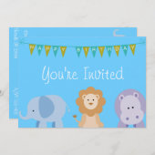 子供の誕生日動物の招待状 招待状 (正面/裏面)